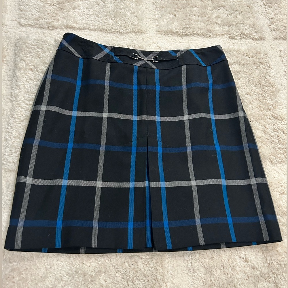 LOFT Black and Blue Plaid Mini Skirt